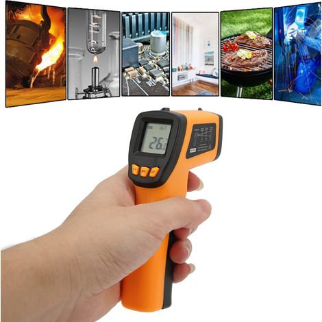 Thermomètre infrarouge industriel haute précision, thermomètre infrarouge portable, thermomètre sans contact, pistolet thermique portable 520E (1/5)