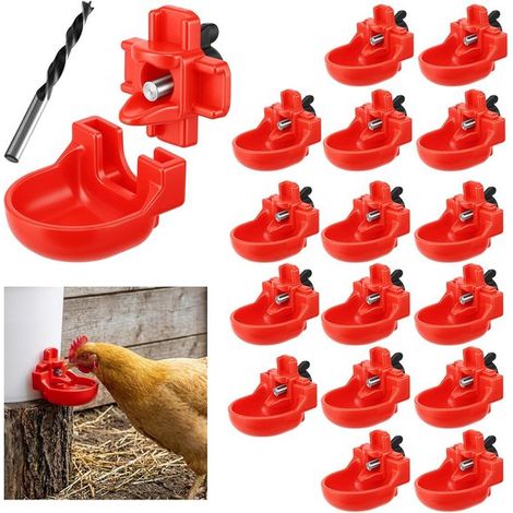 Lot de 16 abreuvoirs automatiques pour poules – Avec perceuse – Pour poules, canards et oies (1/5)
