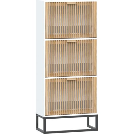 vidaXL Scarpiera Bianca 52x25x120 cm in Legno Multistrato (1/5)