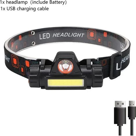 (1 lampe frontale) Lampe frontale LED rechargeable 1200 lumens, lumière rouge, étanche, détecteur de mouvement, lampe frontale pour la pêche (1/5)