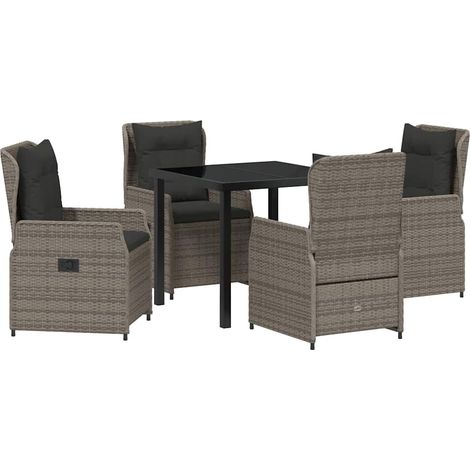 Garden Dining Set 5 pcs Grey Poly Rattan vidaXL (1/5)