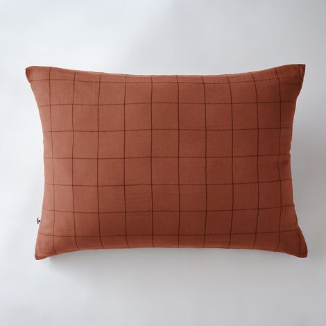 Taie d'oreiller gaze de coton tissée 50 x 70 cm Gaia Match Terracotta (1/3)