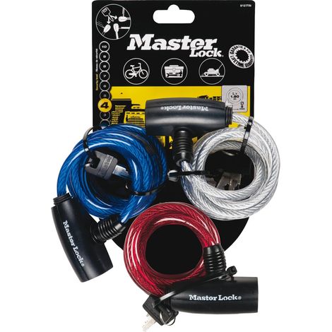 Set de 3 Cables Antirrobo con Llave - Masterlock (1/3)