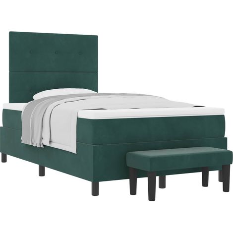 Box Spring Bed with Cushion Dark green 190 x 120 cm Velvet vidaXL (1/5)