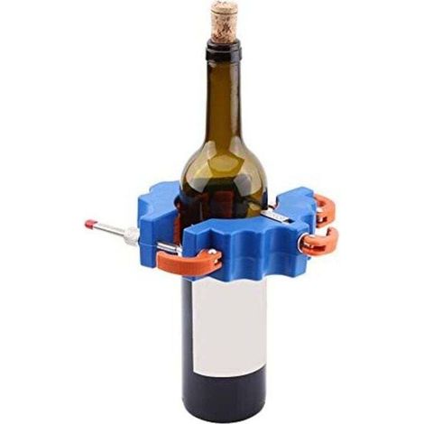 Coupe-bouteille manuel, outil de coupe de bouteille rond Outil de bricolage en verre avec roue de coupe en carbure, Coupe-vin rond réglable en verre - bleu—— (1/4)