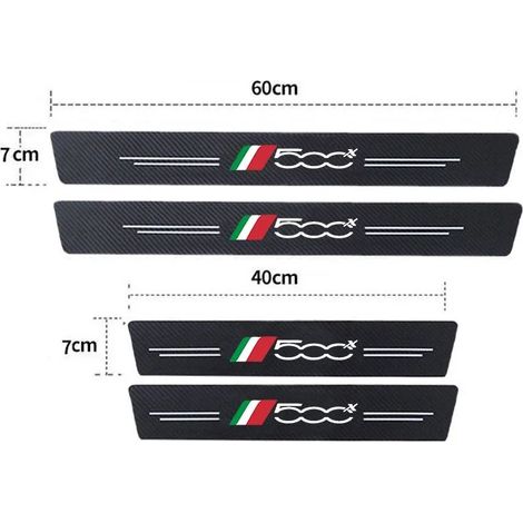 (4 pièces) Seuil de porte avant et arrière de voiture Fiat 500x 500,emblème en fibre de carbone,protection de seuil de coffre et de pare-chocs,autocollants (1/3)