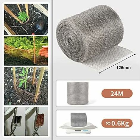 royaluxe -Filet en INOX, 12.5cm24m, Maille Cuivrée Flexible, Grillage Anti Rong Limaces et Escargots, Protection de Semis Plante Jardin (1/5)