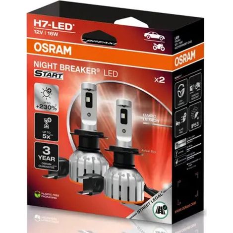 2X AMPOULES LED H7 OSRAM NIGHT BREAKER® LED START 12V – 16W – HOMOLOGUÉES ROUTE – GARANTIE 4 ANS – 64210DWNBST-2HB (1/5)