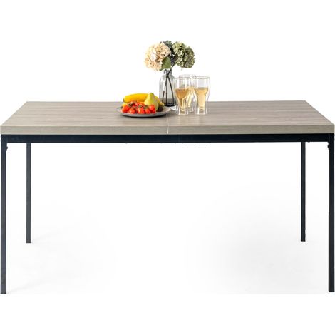 Rectangular Dining Table, L-150CM for 4-6 People, Minimalist Design Thick Wood Top with Metal Frame, Versatile Use for Home Or Office, for Outdoor (1/5)