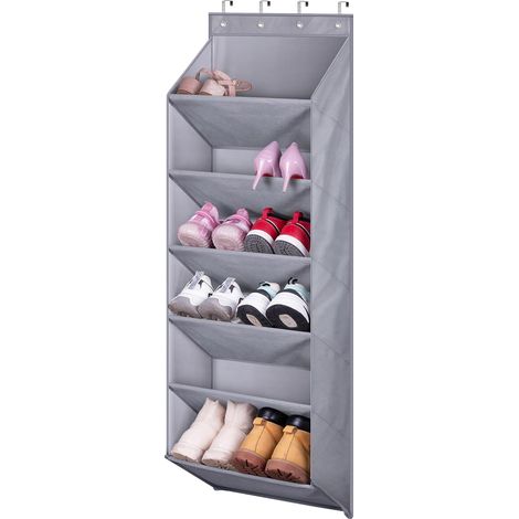 1 étagère à chaussures de porte avec poches profondes, organisateur de rangement pour chaussures à suspendre à la porte, pour placard étroit, gris (1/5)