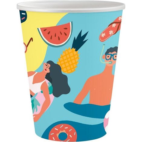 Vasos de papel de verano - ¡A celebrar 250 ml, 6 unidades