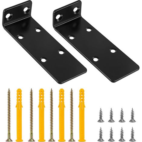 Floating Shelf Bracket 2 PCS 5 5 Inch Scaffold Board Shelf Brackets, Wall Mounted L Brackets for Shelves, Black, 14cm (1/5)