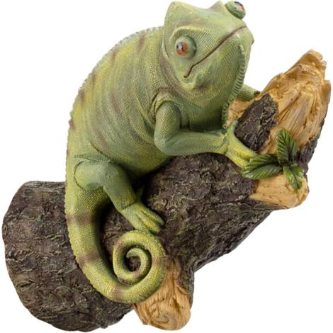 Décoration Réaliste De Lézard Simulé pour Jardin Et Terrasse, Statue Extérieure en Résine Verte, Ornement Reptile Solide pour Parc Et École Maternelle (1/5)