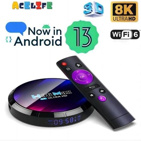 Smart TV H96 MAX Android 13.0 Rockchip RK3528 2.4G/5G WiFi 6 Bluetooth 5.0 Décodeur Netflix Media Player 4+32GB boîte multimédia (1/4)