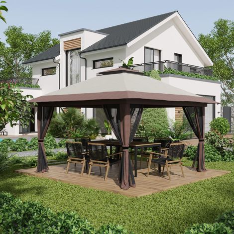 Pabellón jardín plegable regulable UV beige HAVRYA