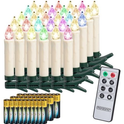 30 Bougies LED Multicolores pour Sapin de Noël : Télécommande et piles incluses (1/5)