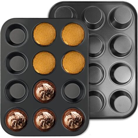 2 pièces Moule de cuisson pour Cupcakes, moules à muffins en forme de Muffin, Mini Cupcake pour hommes, moule à muffins 12 Muffins, grand moule à muffins pour Cupcakes, Brownies, gâteaux, Pudding (1/5)