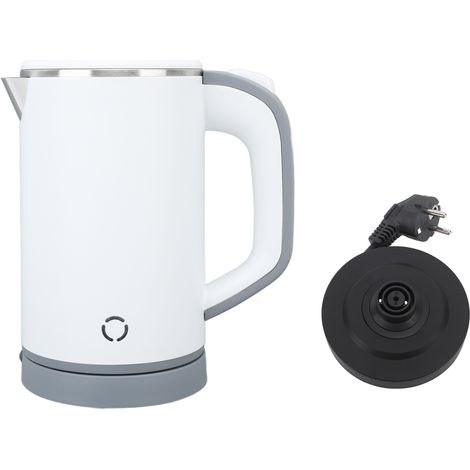 Bouilloire électrique domestique, acier inoxydable 304, double paroi, isolée, petite bouilloire de voyage, blanche, norme européenne, 220 V (1/5)