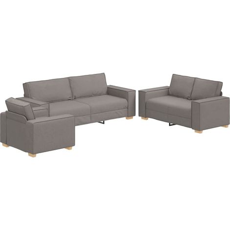 Canapé  Sofa 3 pcs Taupe 220 x 80 x 84 cm Tissu en lin mélangé (1/5)