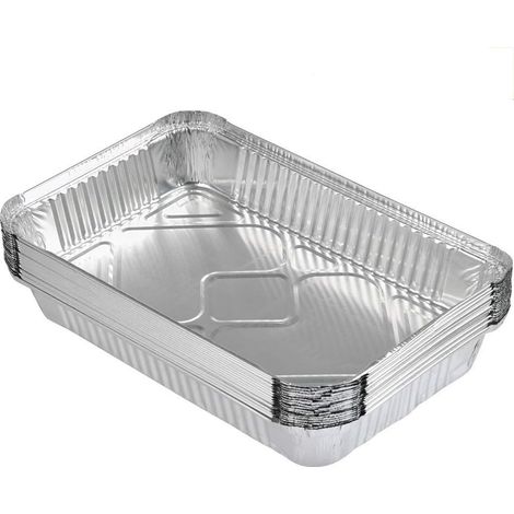 50 Stück Aluminiumfolien-Lebensmittelbehälter, Grillzubehör zum Kochen, Backen, Einfrieren und Aufbewahren großer Lebensmittel, 31 cm x 21 cm x 5 cm