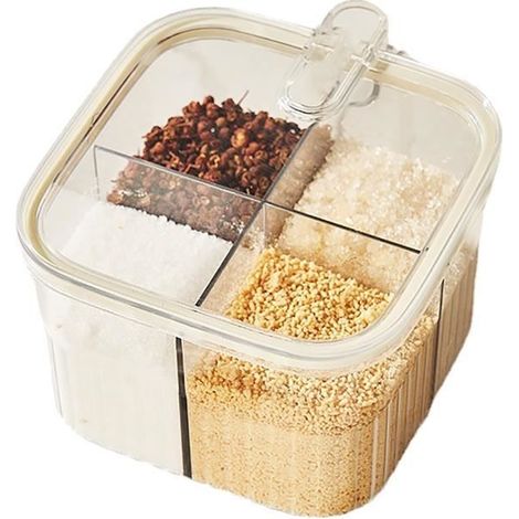 Boîte d'assaisonnement Transparent - 4 grilles - Plastique - Design contemporain (1/4)