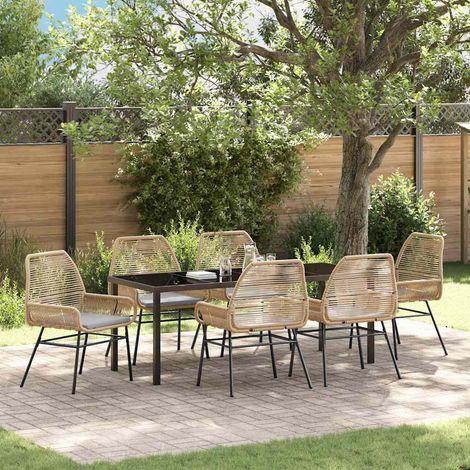 Set da Pranzo per Giardino 7 pz Marrone polyrattan vidaXL (1/5)