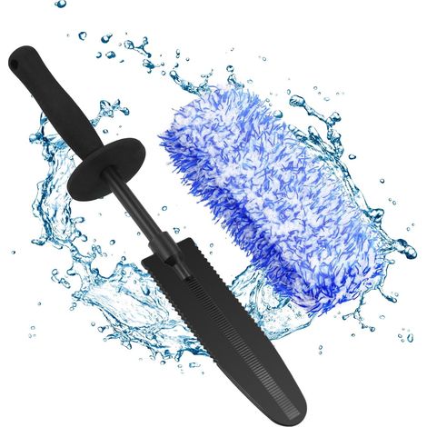 Cepillo para llantas de coche, azul, desmontable, de microfibra de 40 cm, sin pieza metálica, para una limpieza eficaz sin rayar las llantas. (1/5)