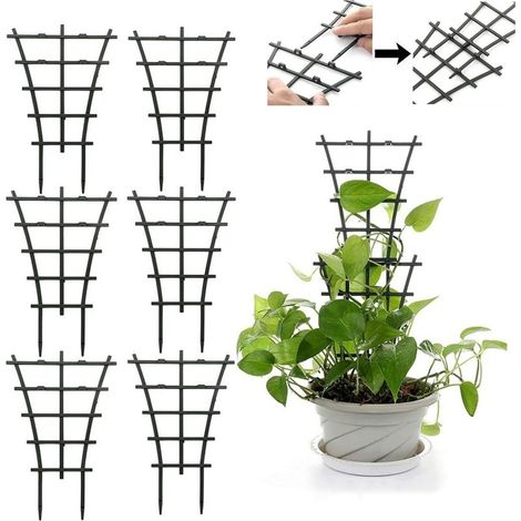 Soporte para plantas trepadoras, 6 piezas de enrejado apilable para plantas trepadoras, resistente al desgaste, fuerte y robusto, reutilizable a largo plazo, ayuda a que las plantas crezcan sanas. (1/5)