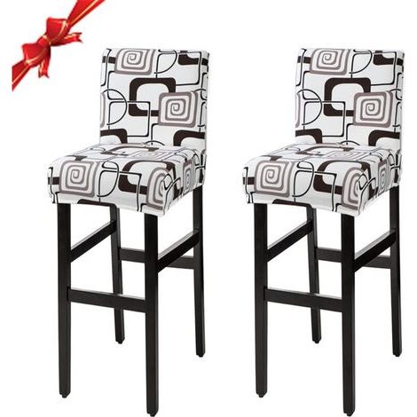 Chair Cover, Universal Washable Bar Dining Chair Cover, Bar Stool Covers with Backrest, Chair Slipcover(Set of 2)