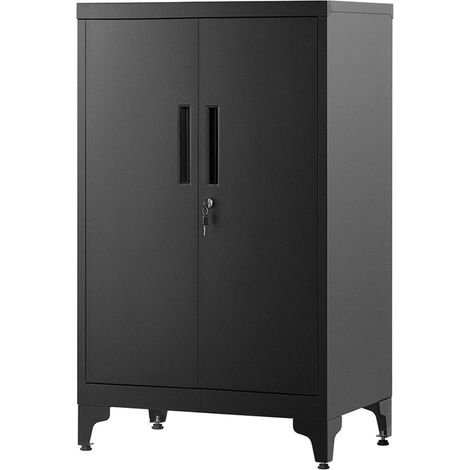 Armadio per ufficio mobiletto multiuso mobiletto per ufficio a 2 ante con serratura 40 x 60 x 90 cm mobiletto in acciaio per ufficio/soggiorno nero 120004831