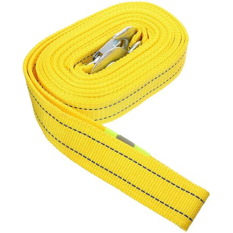 Corde de remorquage de 4,8 m pour remorque de voiture et 5 tonnes, kit d'urgence pratique pour l'extérieur, double couche en polyester épais (jaune) (1/5)