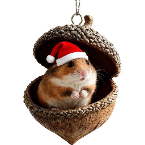 Glande - Ornements Animaux Forêt - Décoration Arbre Noël - Forme Gland - En Bois Naturel - Lot de 1 (1/5)