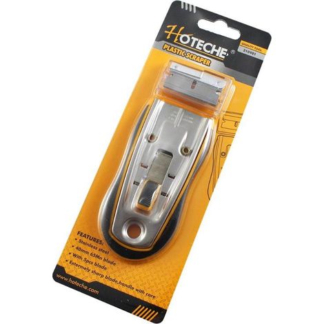 HOTECHE rascador vitroceramica + 5 cuchillas blister , Rascador vitrocerámica 310901. Para limpiar superficie vitrocerámica para suciedad incrustada. - Polipropileno. Cuchillas de (1/2)