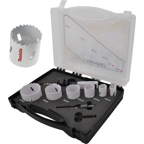 Makita 9 Piece Plumbers Holesaw Set 19 22 29 38 44 & 57mm - Inc 2 Arbor + Case (1/5)