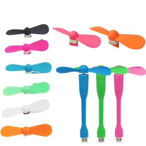 Ventilateur Silicone Portable avec Ventilateur Détachable - Ventilateur Mobile Mini pour Smartphone Android et iPhone - Modèle Silicone avec Moteur Micro Haute Vitesse (Sky Blue, Pink, Orange, White, 
