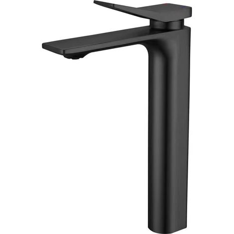 Gunmetal gray high-quality washbasin faucet, hot and cold water, bathroom sink faucet with splash-proof design -- Black tall model