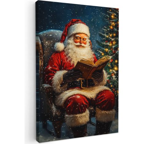 CUADRO EN LIENZO Papá Noel - Navidad - Invierno - Árbol de Navidad Decoracion Pared Salon 20x30 cm