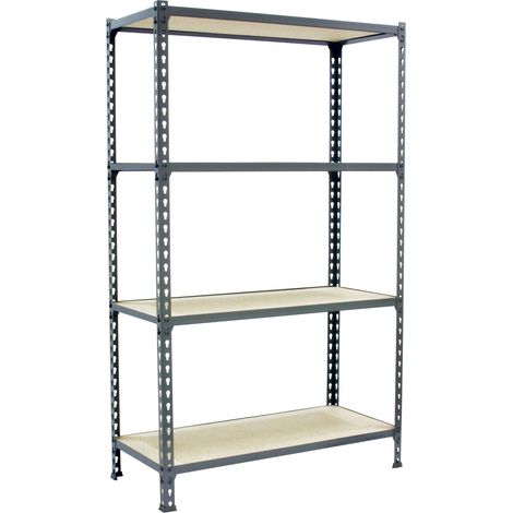 Simonrack Étagère robustesse gris et bois 4 niveaux (1/5)