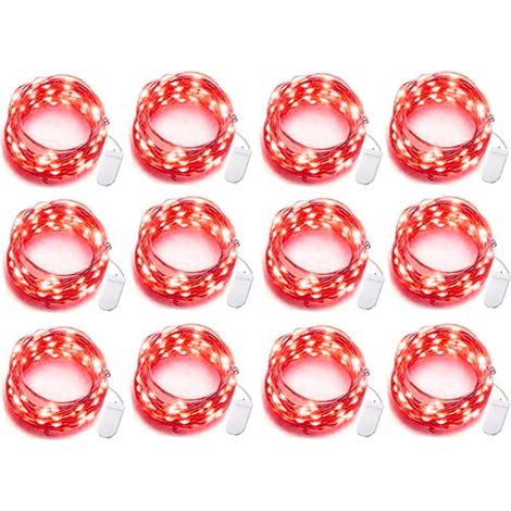 Guirlande Lumineuse à Piles - 12 Pièces - Fil Souple en Cuivre - Étanche IP44 - Pour Intérieur et Extérieur - Jardin Chambre Décoration (1/5)
