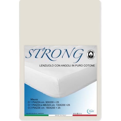 LENZUOLO con ANGOLI STRONG tinta unita PANNA made in Italy 1 piazza e mezza (1/5)