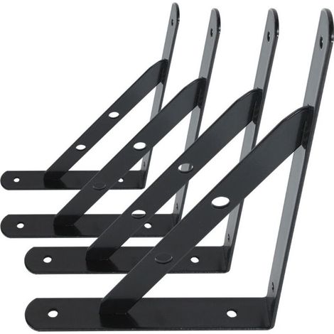 Equerres Etageres Murale, 4 Packs Supports Équerre D'étagère Fixation,Cadre Flottant de Supports Triangulaires de 90 Degrés en Métal Charge Lourde, Noir 13Treize (1/3)