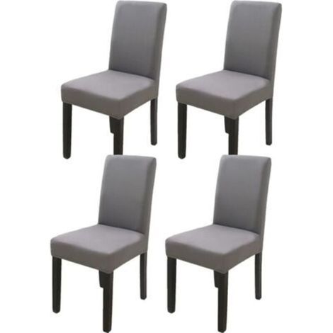 Housse de chaise à dossier haut gris foncé 4 pièces, 383847cm, moderne, élastique et lavable, adaptée à la salle à manger et à la cuisine (1/4)