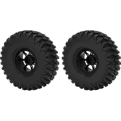 Pneu en caoutchouc RC, moyeu de roue en alliage d'aluminium pour voiture RC AXIAL SCX10 1/10, pièce de rechange noire (1/5)
