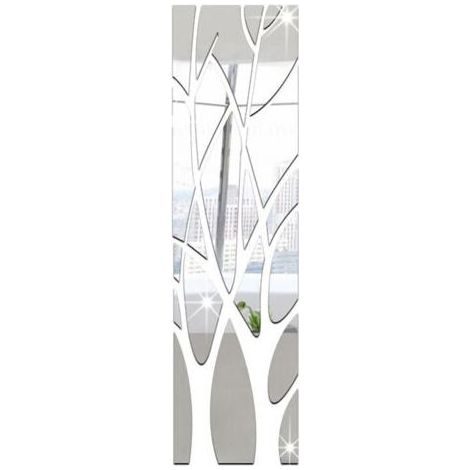 Stickers Muraux Miroirs Tronc d'arbre 3D Miroir Stickers Muraux Miroir Branches Autocollants Adhesif Miroirs Décoration de La Maison pour Couloir, Salon, Miroirs Décoratifs de Chambre, Argent (1/5)