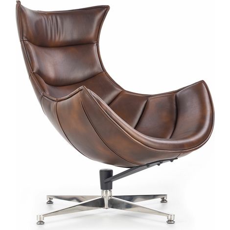 Sillón Houston Laetus, Marrón, 96x86x84cm, Cuero ecológico, Patas: Metal, 0 (1/5)