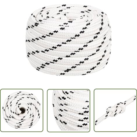 The Living Store Corde de bateau tressé Blanc 20 mmx50 m Polyester - Corde Marine - Corde Polyester - Corde Tressée - Ligne De Gréement - Écoute Principale (1/5)