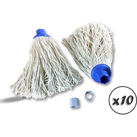 Ensemble lave-sol MERY  Modèle original  Seau essoreur serpillères à frange - Lot de 10 - Pack de 2 recharges