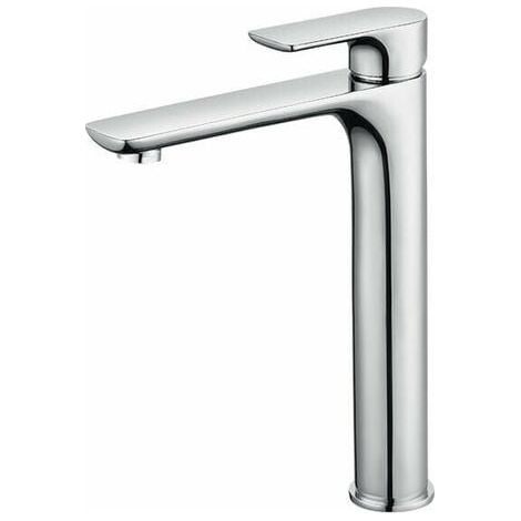 Mitigeur Lavabo Design à Bec Haut Grand Robinet Salle de Bain Chromé avec Mousseur Démontable Robinet de Lavabo en Laition Robinet haut salle bain-Chrom (1/4)