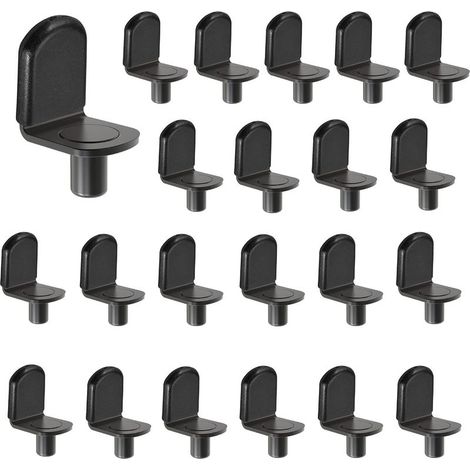 Lot de 60 supports d'étagère en noir, supports en verre pour meubles, armoires, bibliothèques, étagères (1/5)