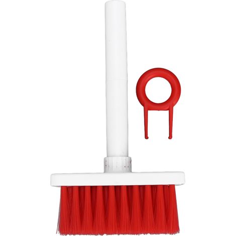 Brosse à clavier multifonction 5 en 1, double tête détachable, design 3 rangées, pour écouteurs et nettoyage électronique, blanc et rouge (1/5)